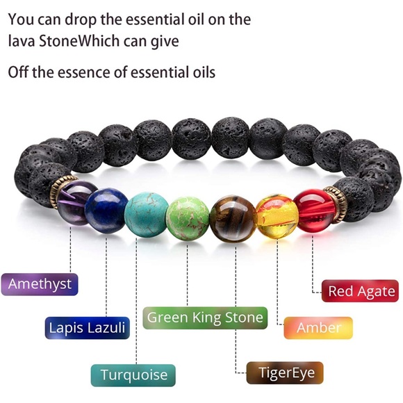 NEW Amber Essential Oil Diffuser Bracelet White Natural Lava Stone - Picture 6 of 8